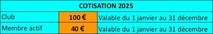 Tarifs des adhésions et licences Tarifs des adhésions et licences